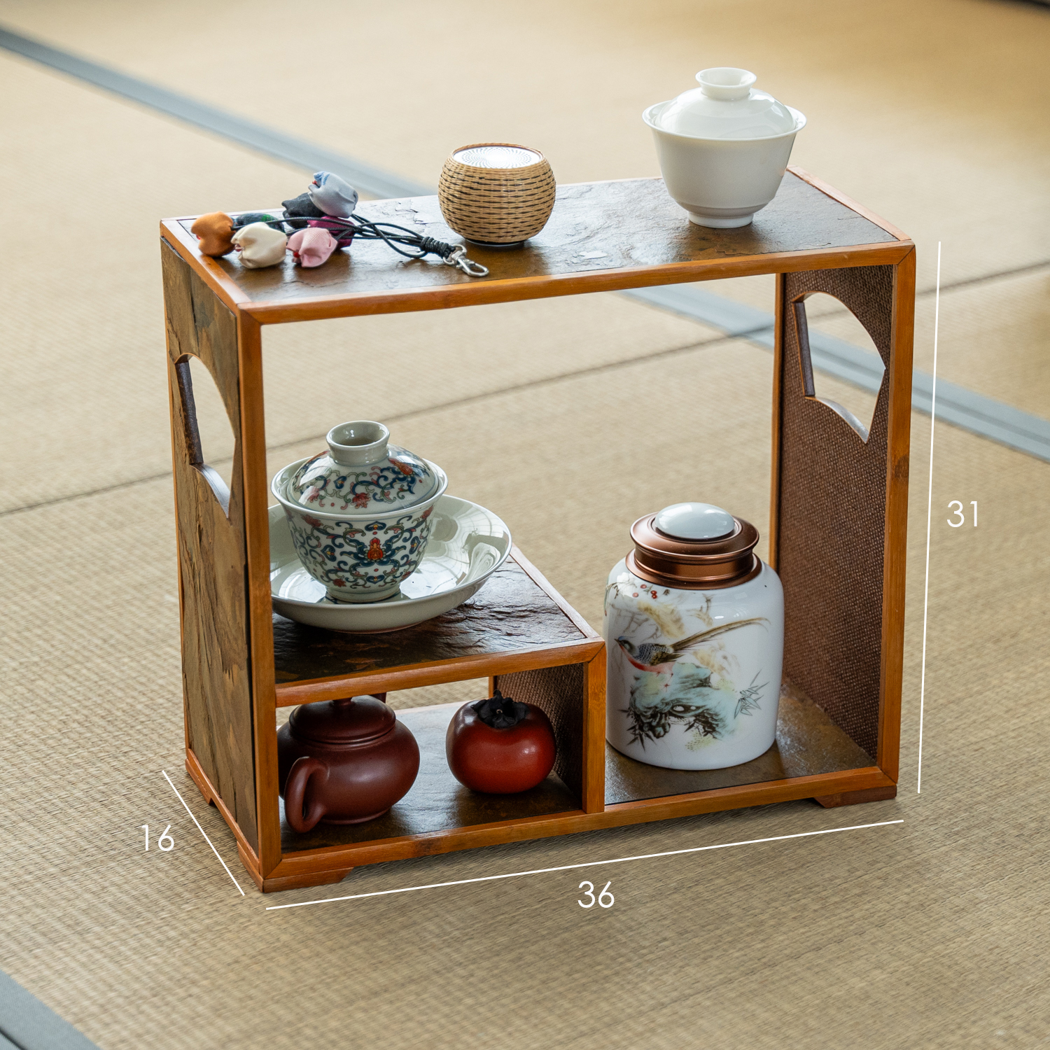 【云篁阁】金竹岩石博古架茶具摆放收纳架茶架壶架杯架