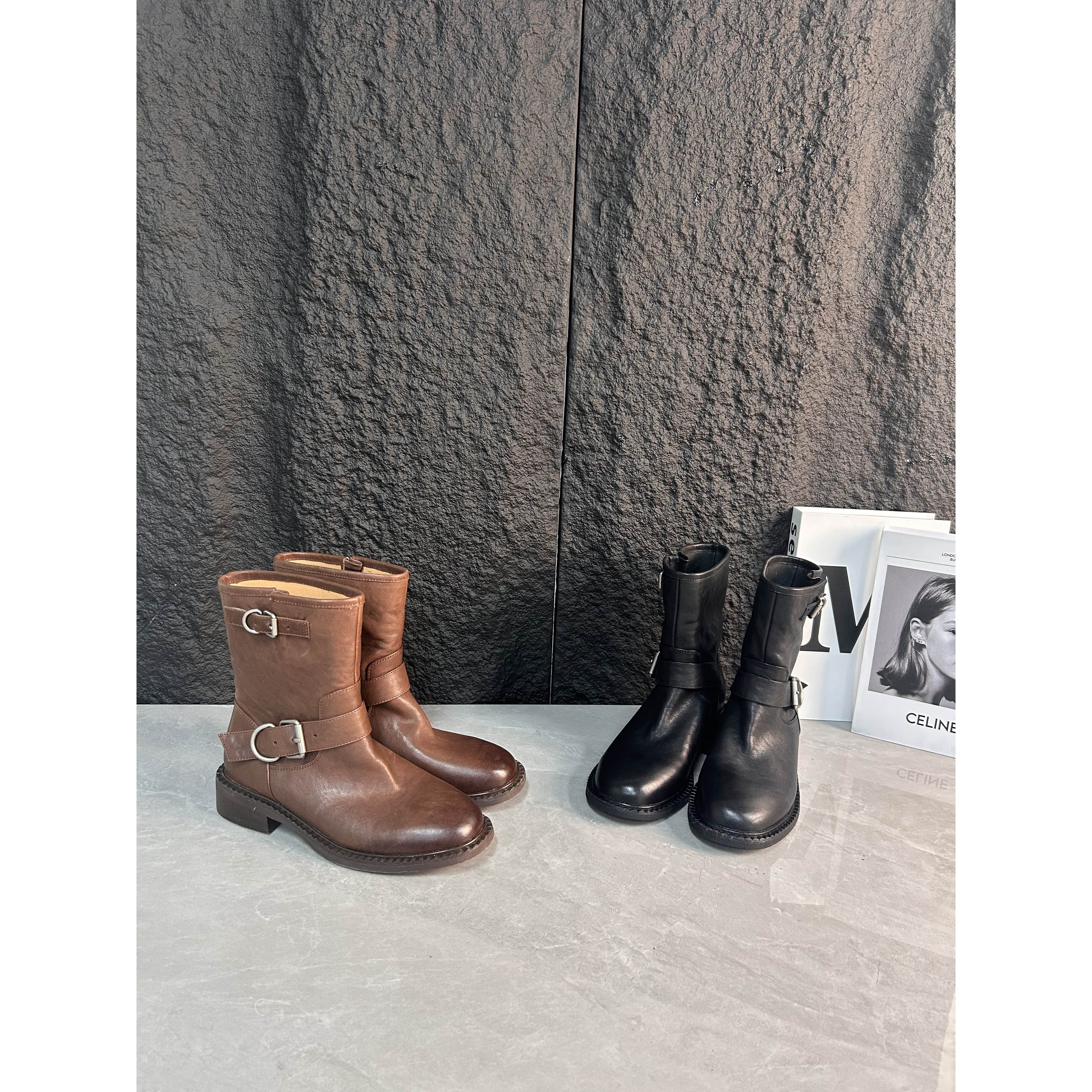 李大龙~3公分牛皮/英伦风复古头层牛皮西部短靴靴子24711