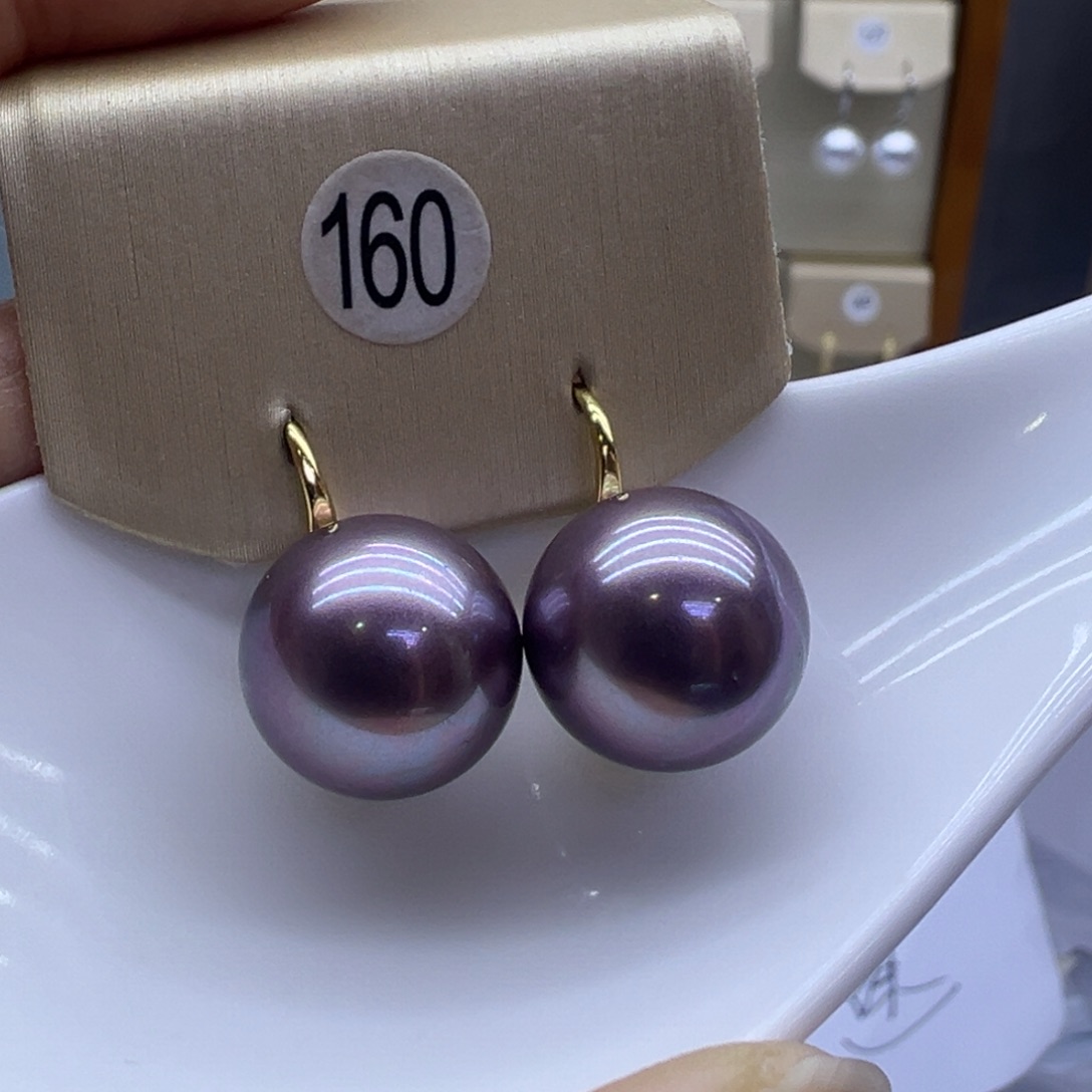 耳饰银S925镶嵌淡水珍珠