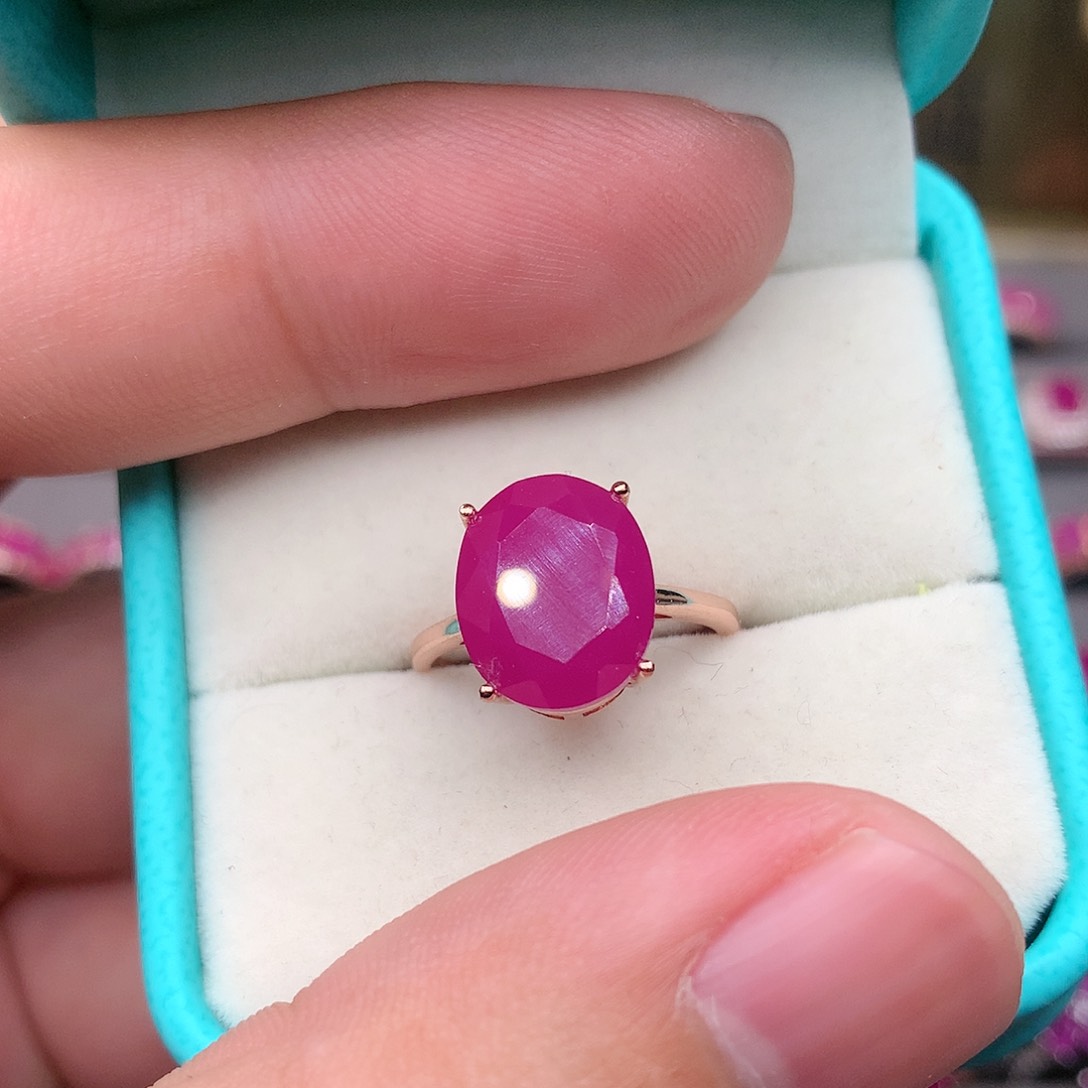 红宝石戒指银S925镶嵌