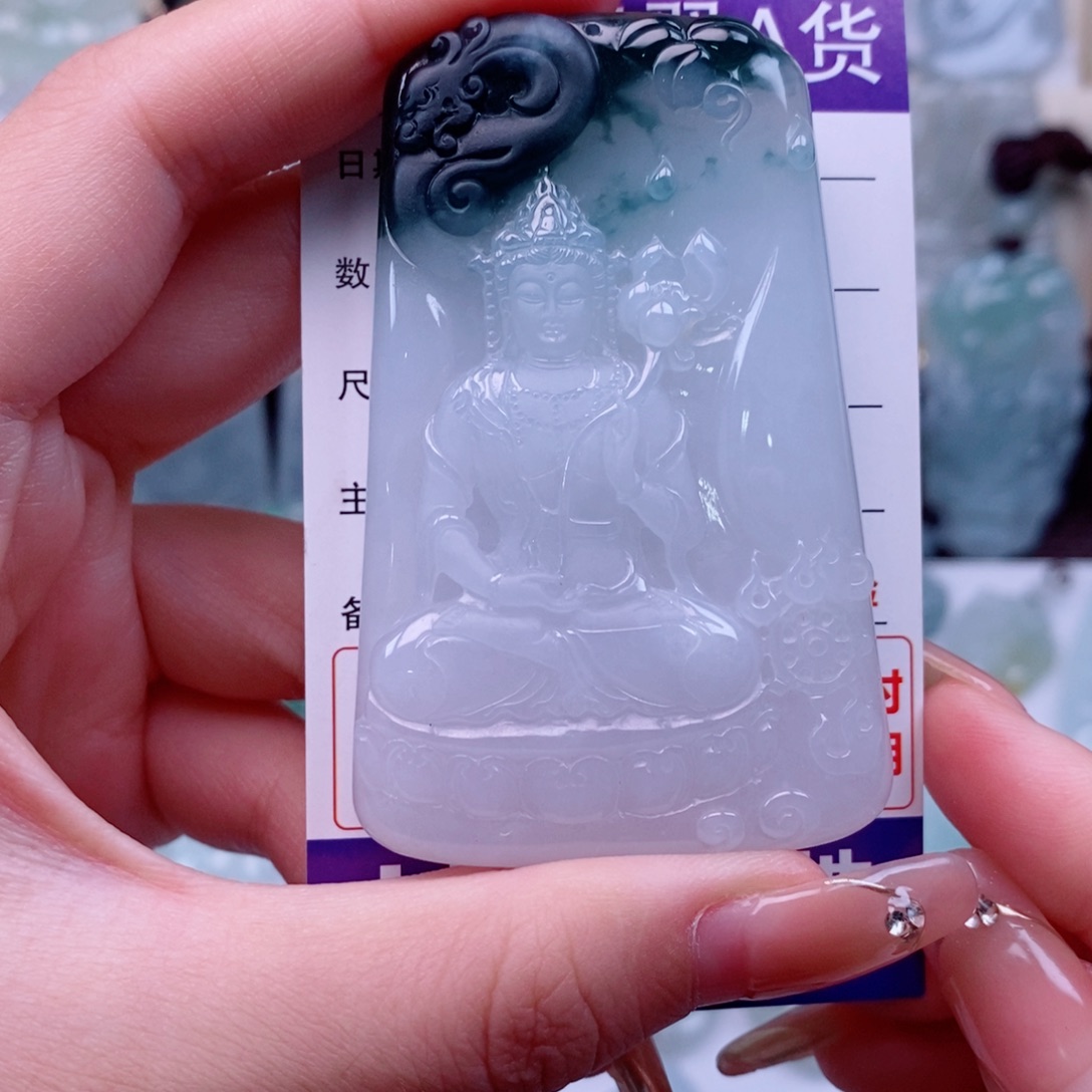 噜***噜颈饰未镶嵌翡翠观音天然缅甸翡翠