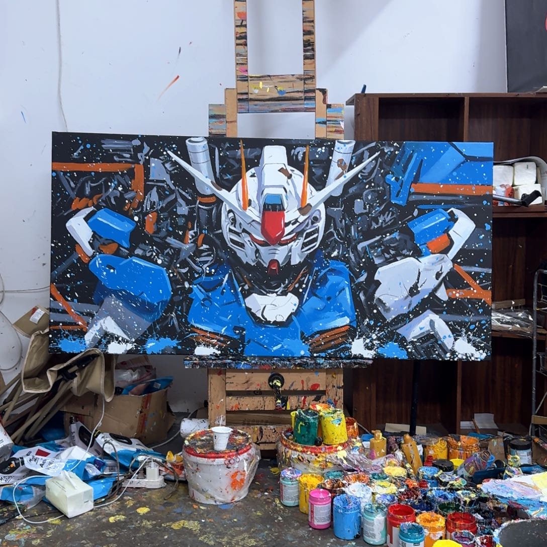 褪***治丙烯画大树高达加框