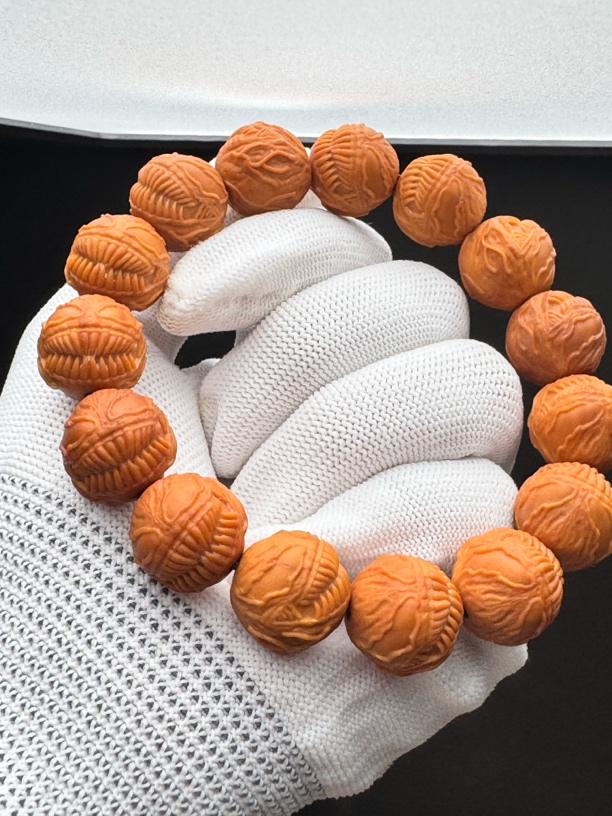 问道文玩-毒液头聚宝盆精雕原皮原色手串16二等