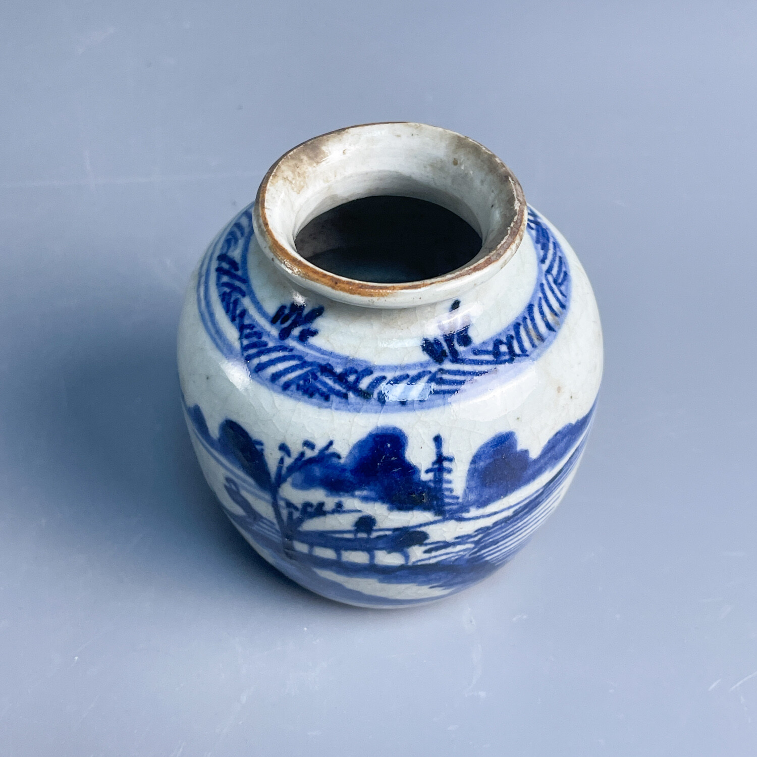 M25KT008B99 - 清中期 青花山水纹小罐6