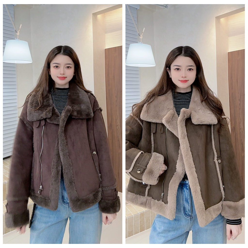【ZMMY严选私服】冬季新款韩版时尚美拉德机车毛毛外套5122503