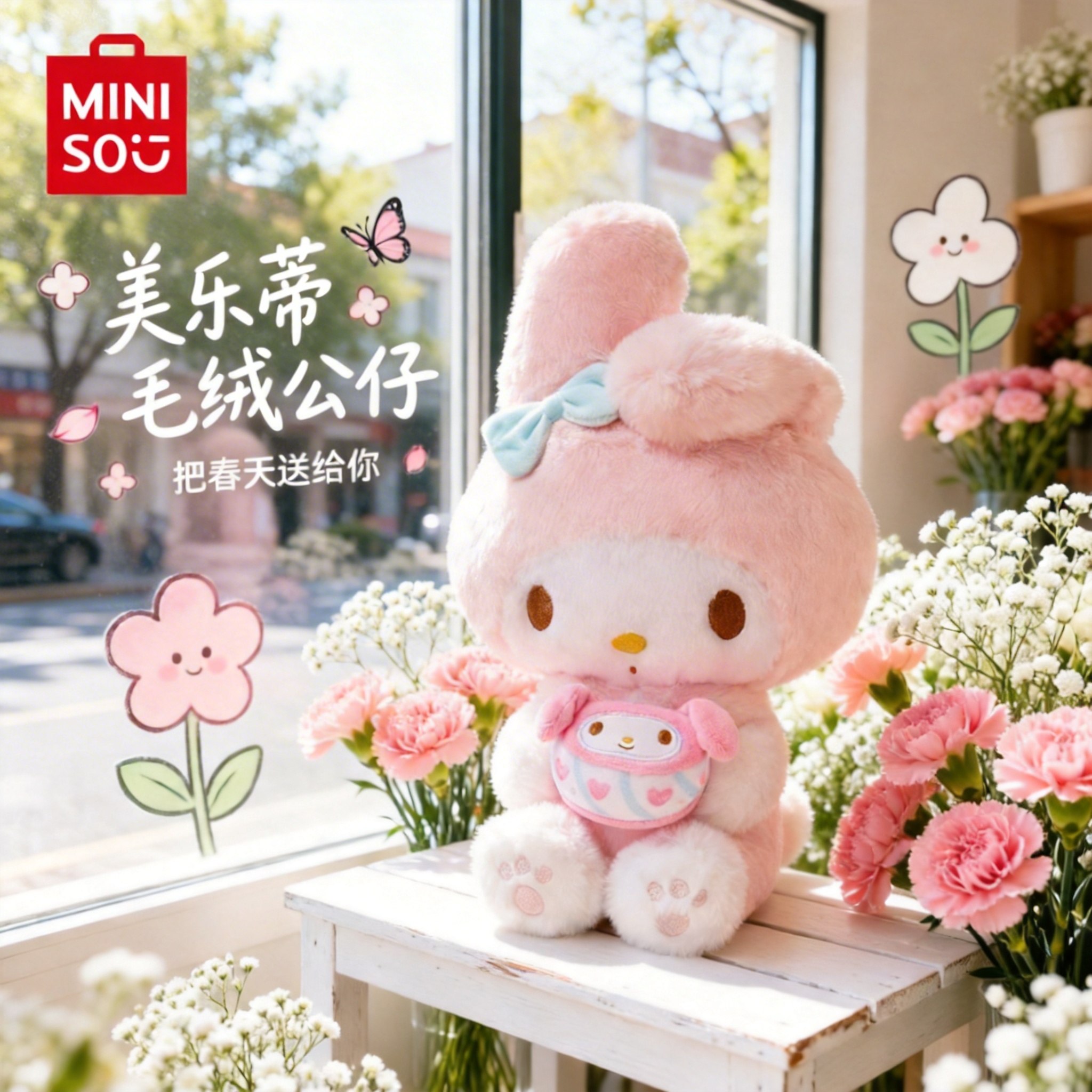 名创优品三丽鸥正版饼干坐姿公仔玩偶毛绒玩具生日礼物520送女友