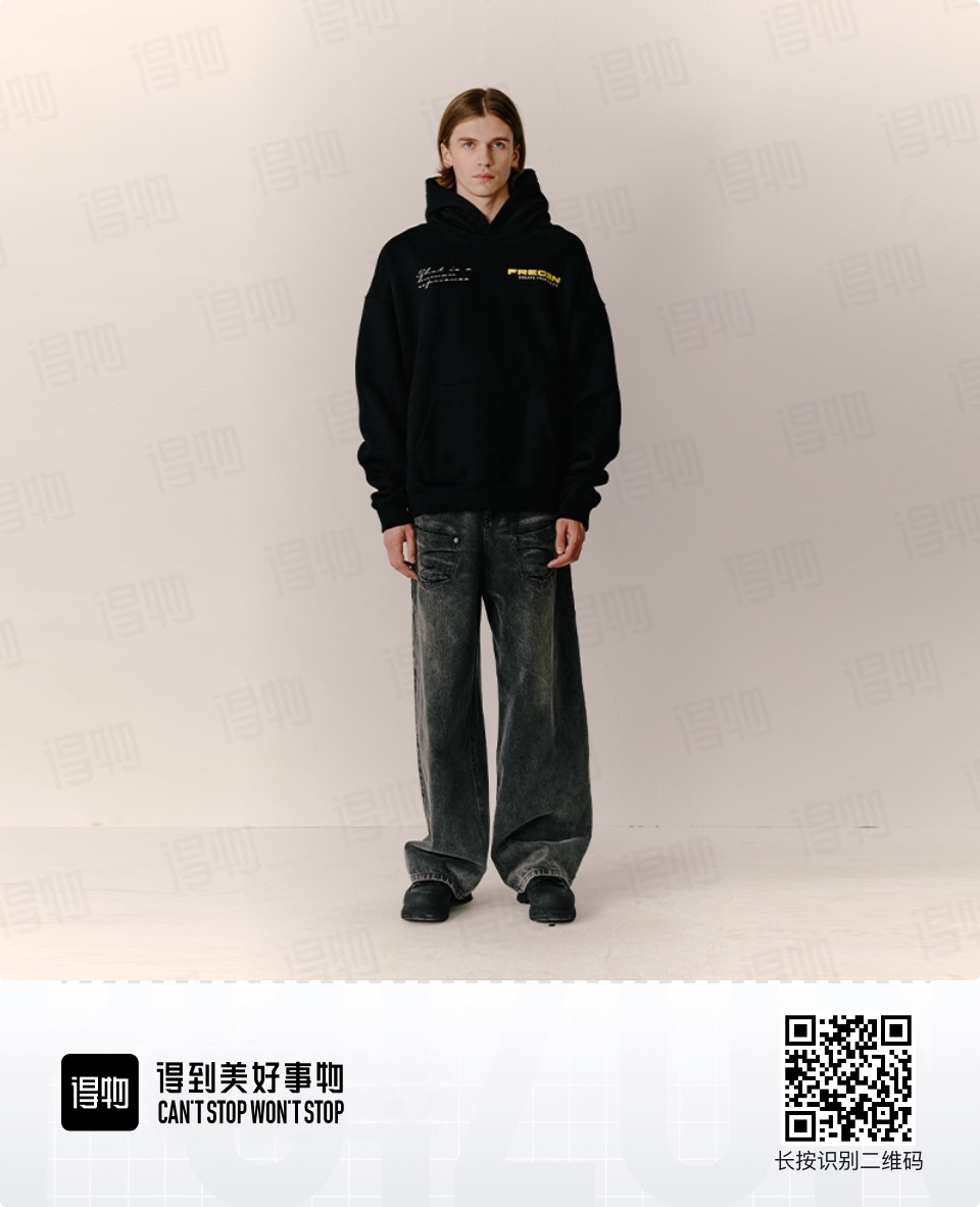 呆呆姐 F3纯色加绒字母印花连帽重磅卫衣！正品明星同款