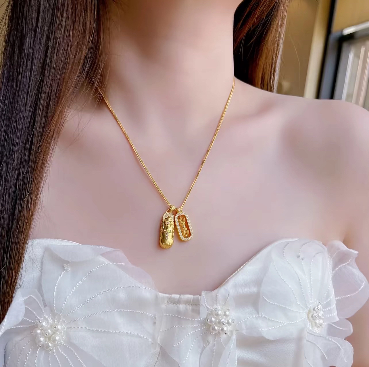 铜合金项链 新中式国风轻奢貔貅项链精致