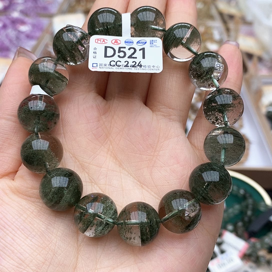 水晶手链未镶嵌D521 绿幽灵 14m+
