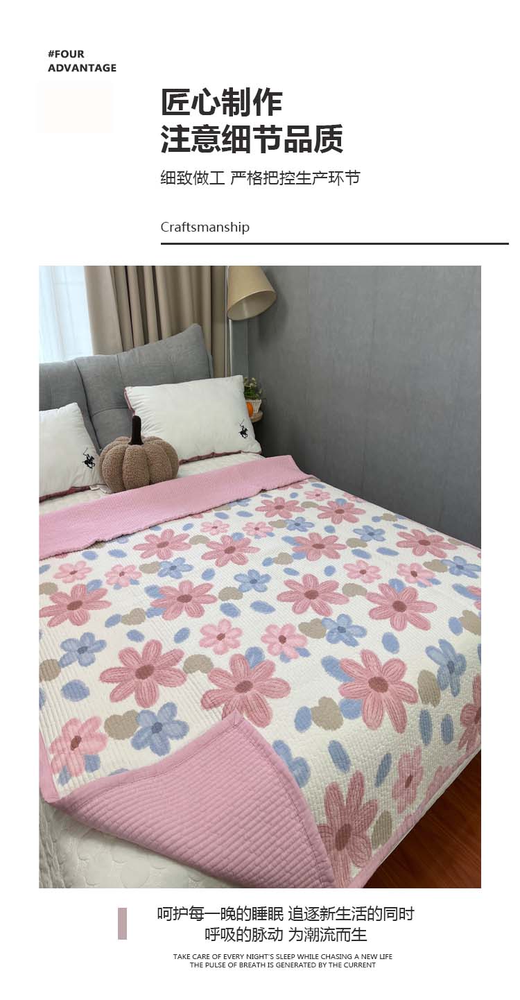 韩国纯棉可机洗床盖双面两用AB版绗缝夹棉四季通用2025新款高端