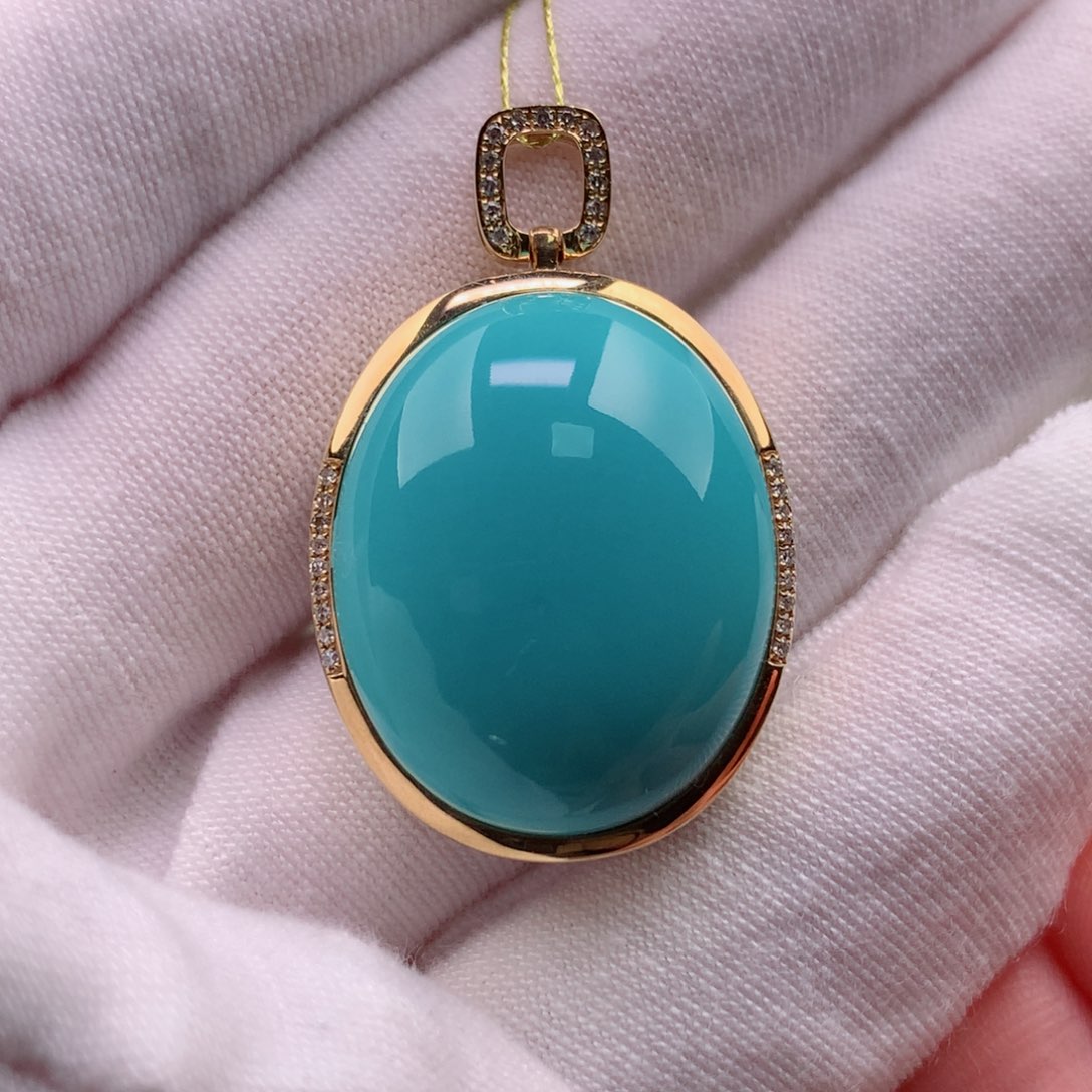 绿松石珠宝奇石18K金镶嵌