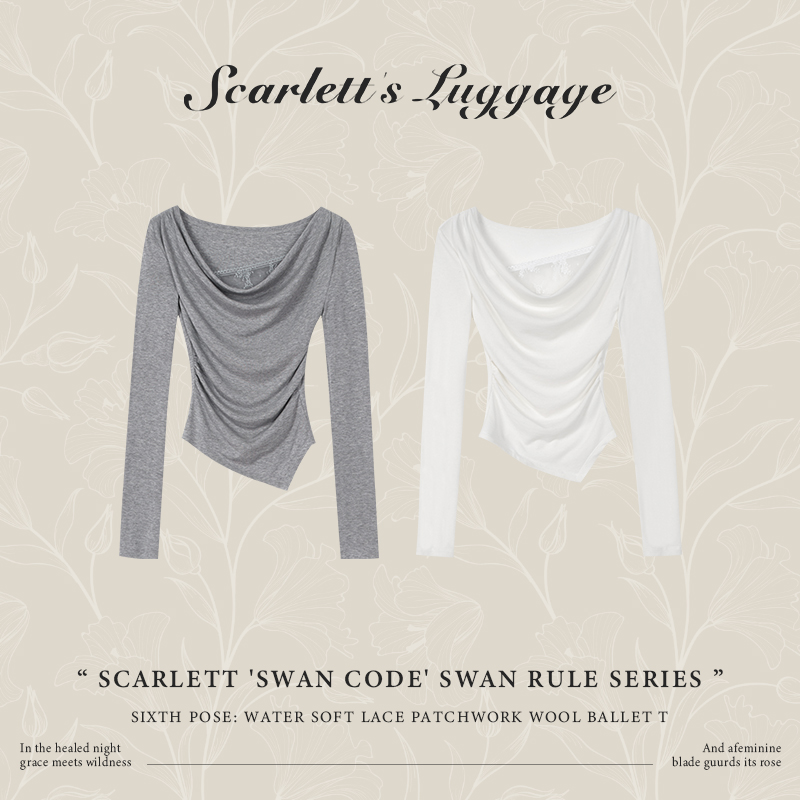 Scarlett‘SwanCode’天鹅法则系列第六位姿·水柔蕾丝拼接羊毛芭蕾T