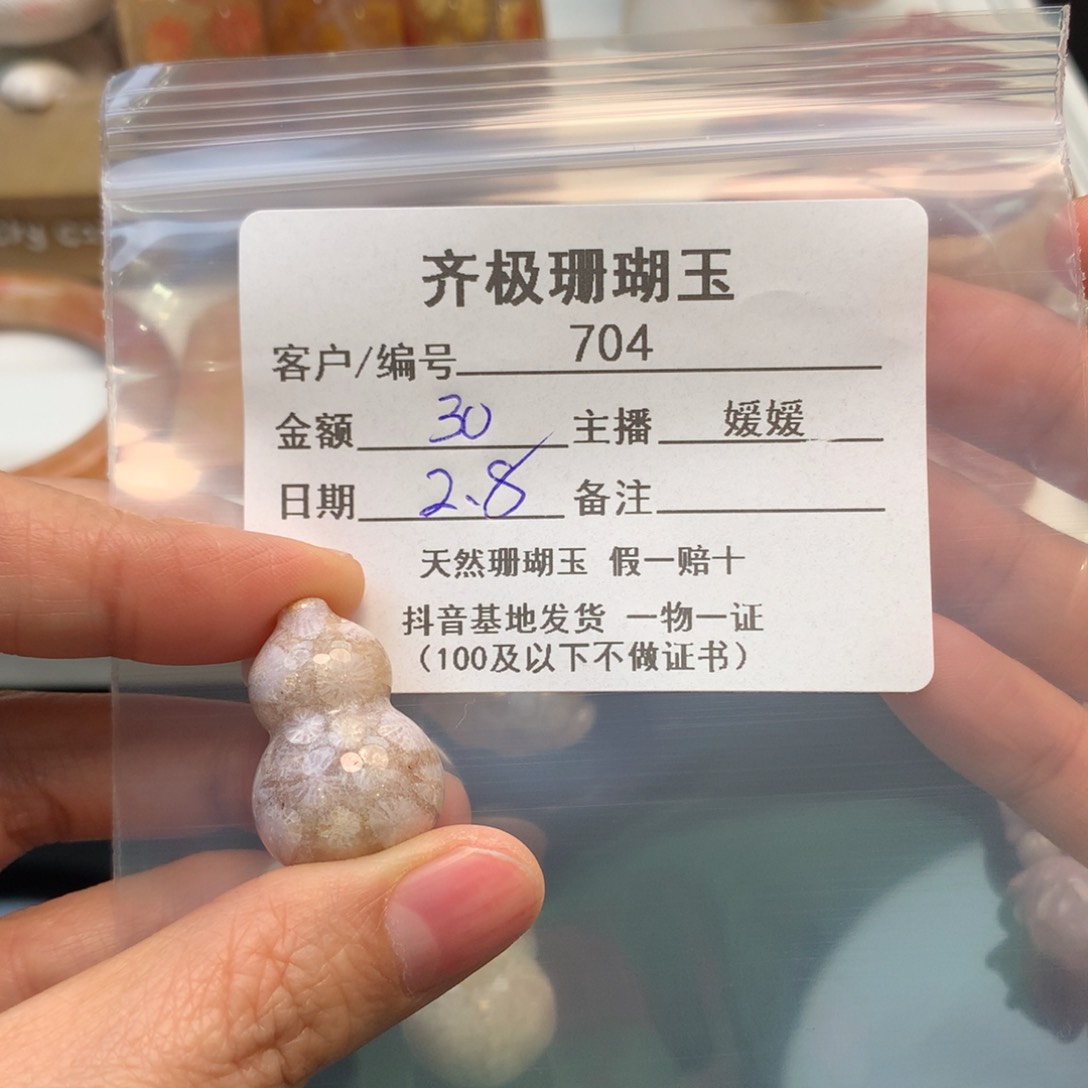 硅化珊瑚（珊瑚玉）颈饰未镶嵌爛**?