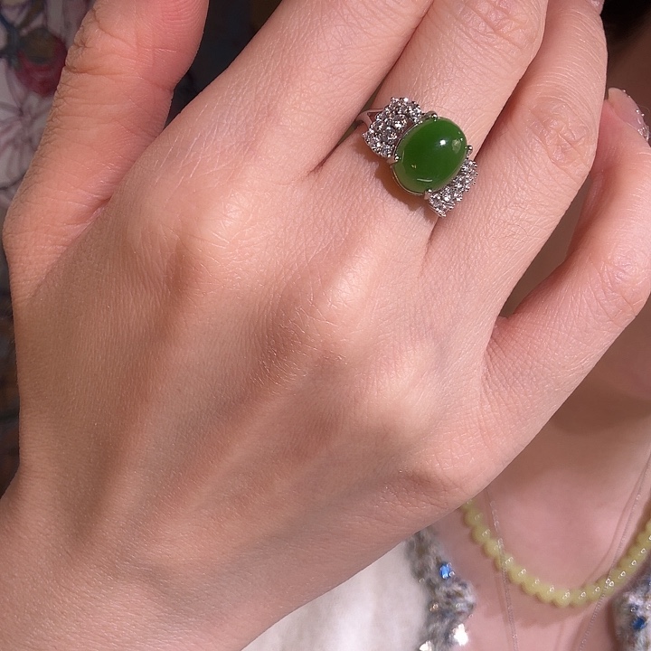 和田玉银S925镶嵌戒指