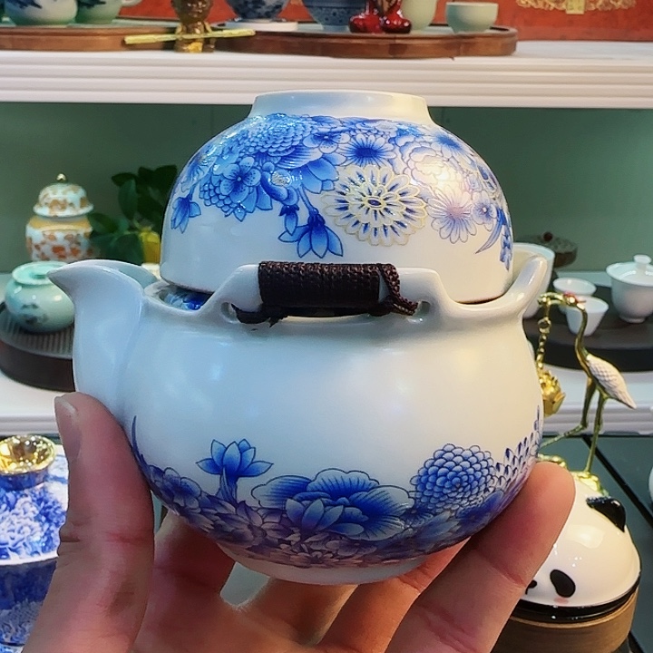 青花瓷器茶具套装旅行茶叶罐玻璃品