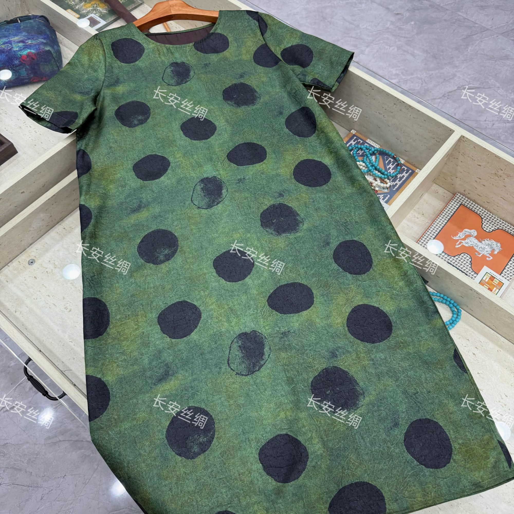 【长安】新中式复古波点花萝圆领连衣裙女FY5051006