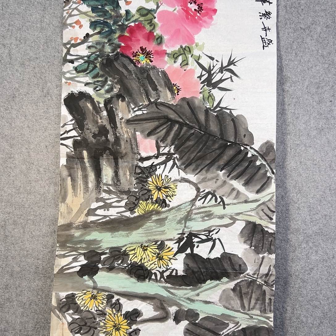 国画449 花鸟在此处飞翔也有了