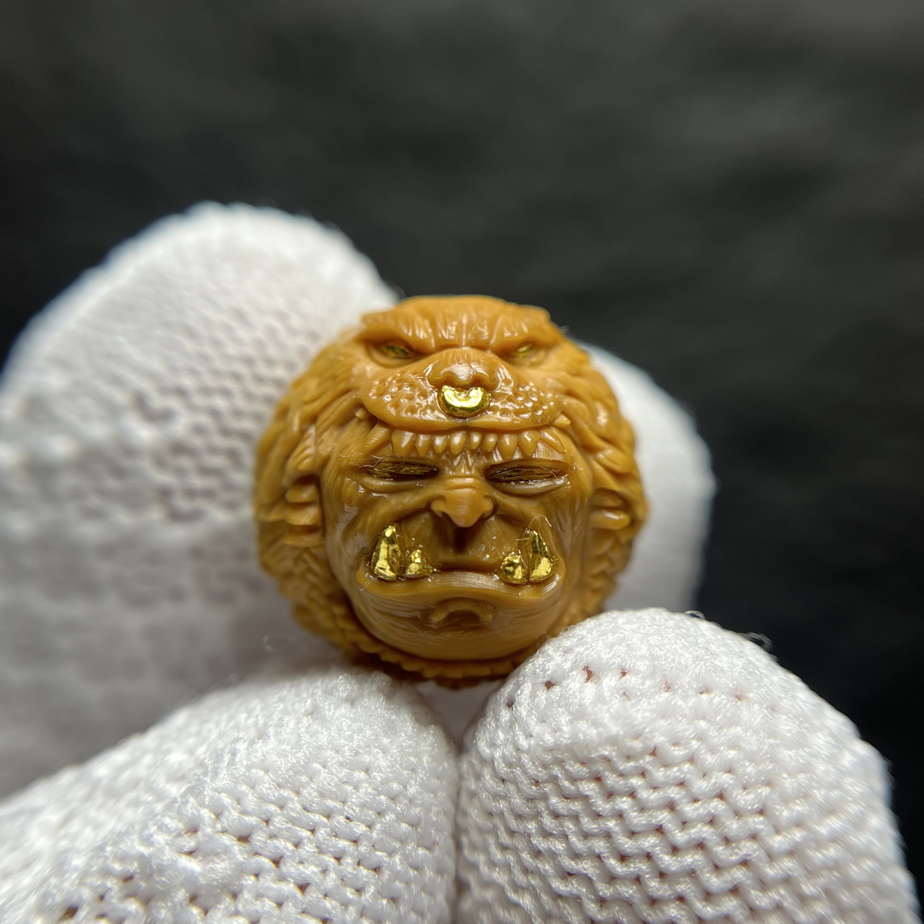 瑞麟手作【野蛮人】猴头单颗半手工精品精工雕刻镶嵌配饰顶珠搭配