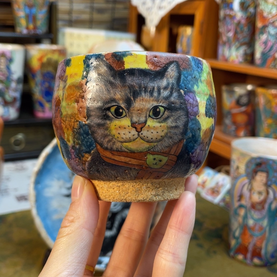 匣钵志野猫咪杯杯