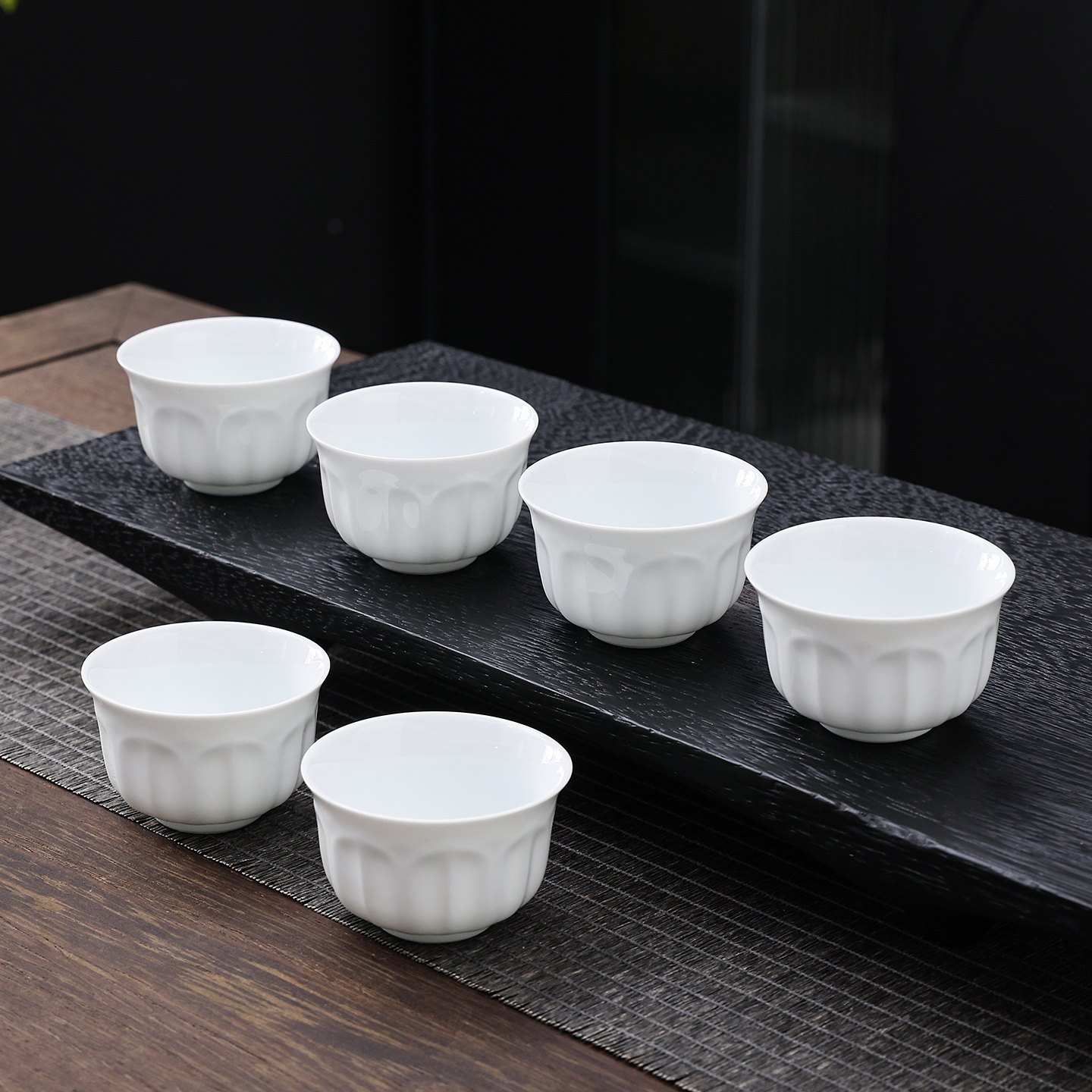 羊脂玉瓷创意莲华纯白客杯泡茶杯家用泡茶闻香功夫茶具陶瓷主人杯