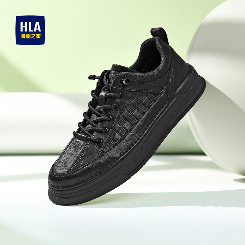 HLA/海澜之家男鞋2025新款时尚百搭休闲鞋雅丹风免系带软底板鞋男