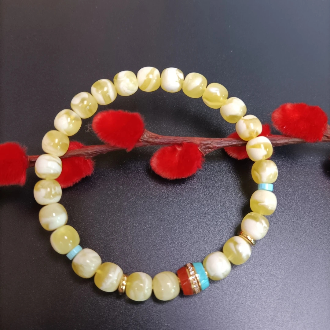 金瓷白高货蜜蜡diy精品手串~俄料原矿~毕业品质~4101