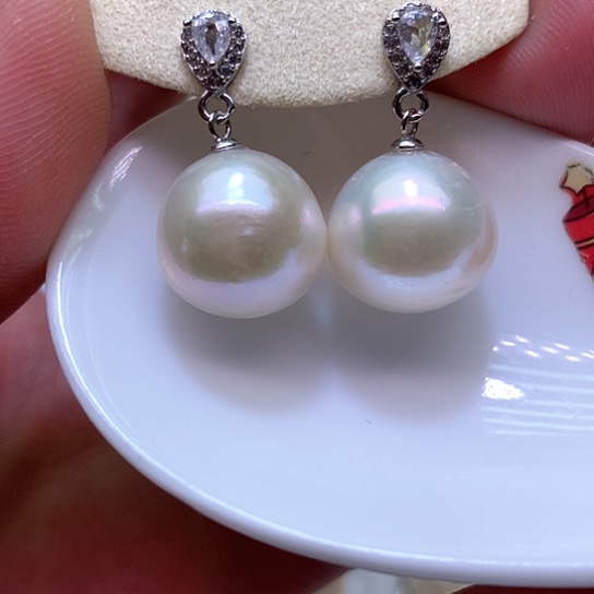 淡水珍珠耳饰银S925镶嵌