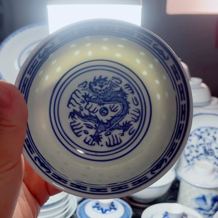 青花玲珑5寸饭碗玲珑