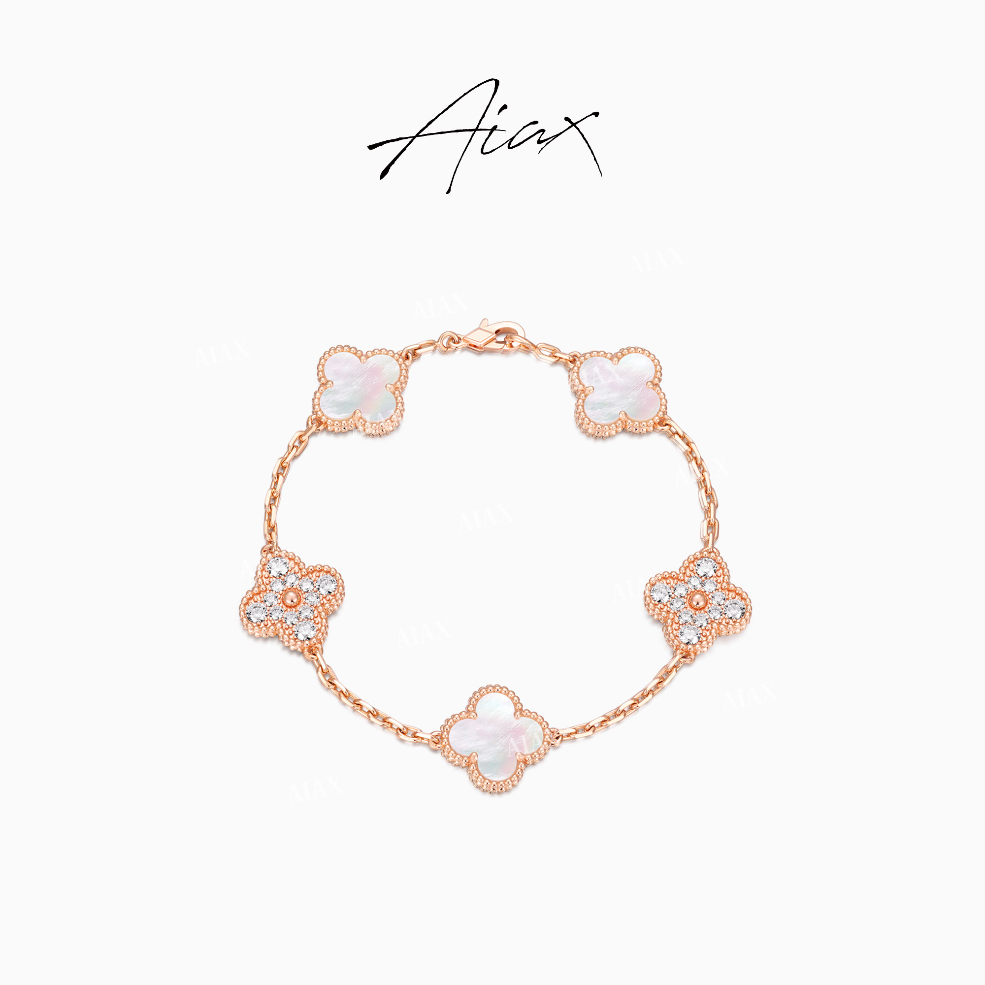 AIAX 925银 流光风【浪漫阿罕布拉】轻奢百搭四叶手链TSS7275