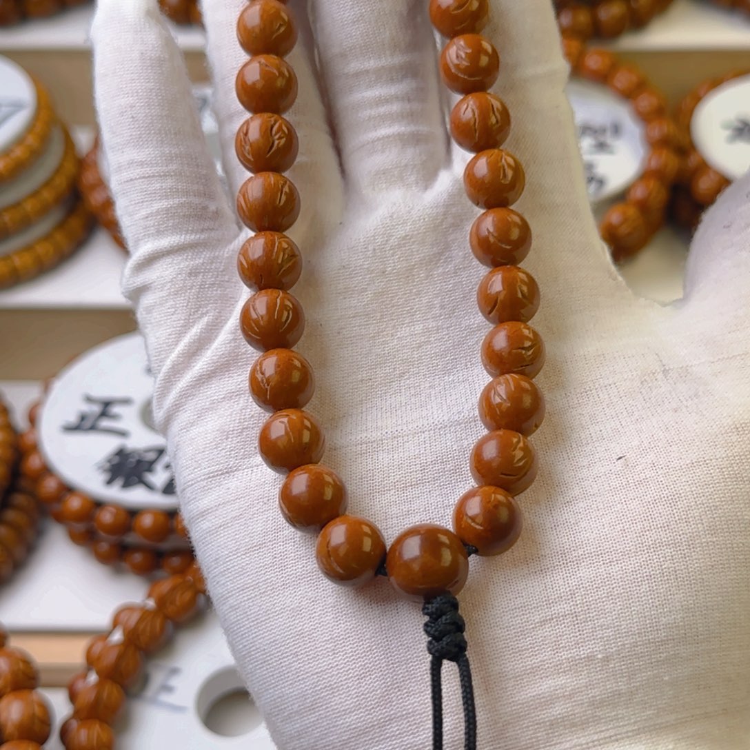 桃核手串龙纹正圆光珠手持桃核