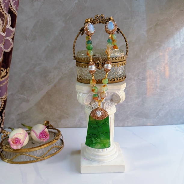 铜合金项链 塔迪娜洛系列 多面颗粒满镶嵌2288手工气质古风中式