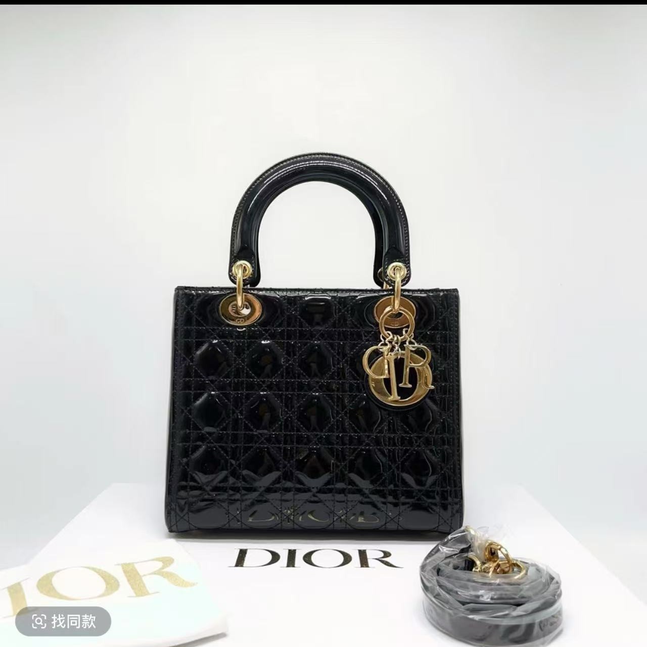 95新 DIOR/迪奥 迪奥漆皮戴妃黑金