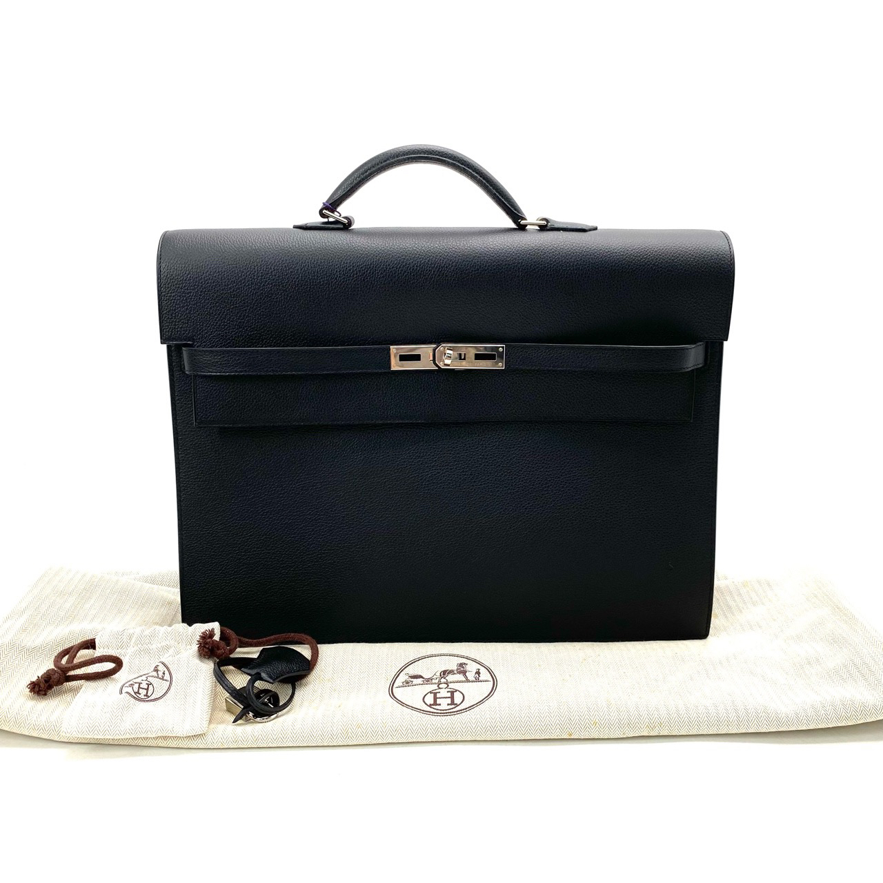 99新 Hermes/爱马仕 黑色全皮kelly公文包 尺寸37/28