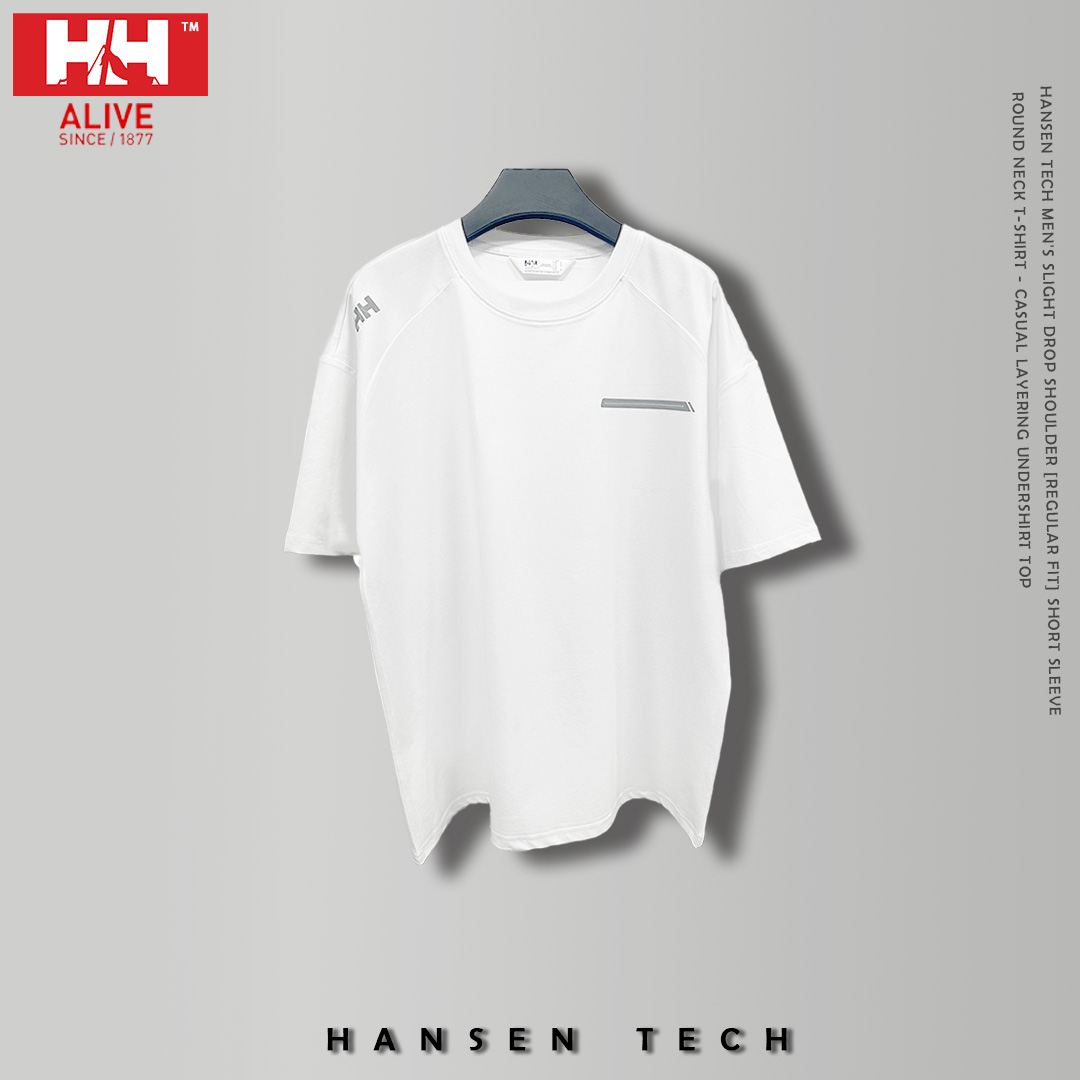 HANSEN TECH 男士春夏款宽松圆领HH短袖T恤个性设计感休闲上衣806