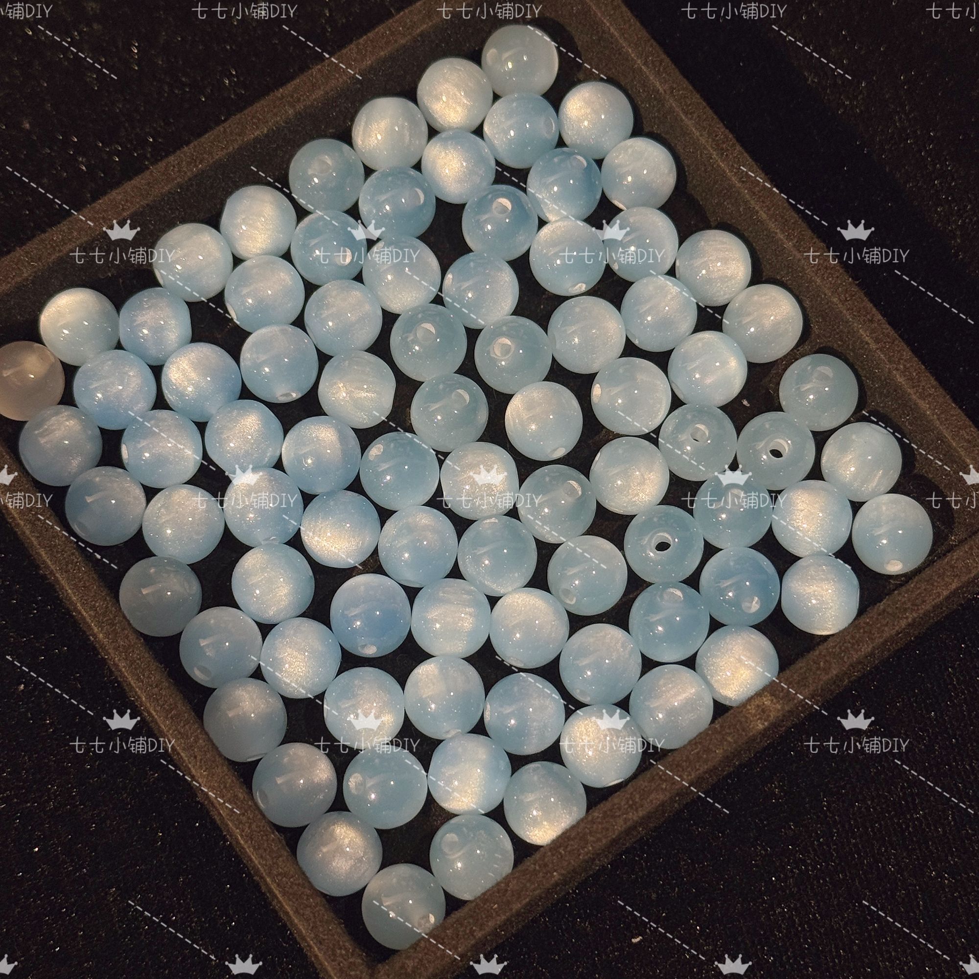10mm紫外线光变猫眼细闪树脂圆珠diy手工饰品材料