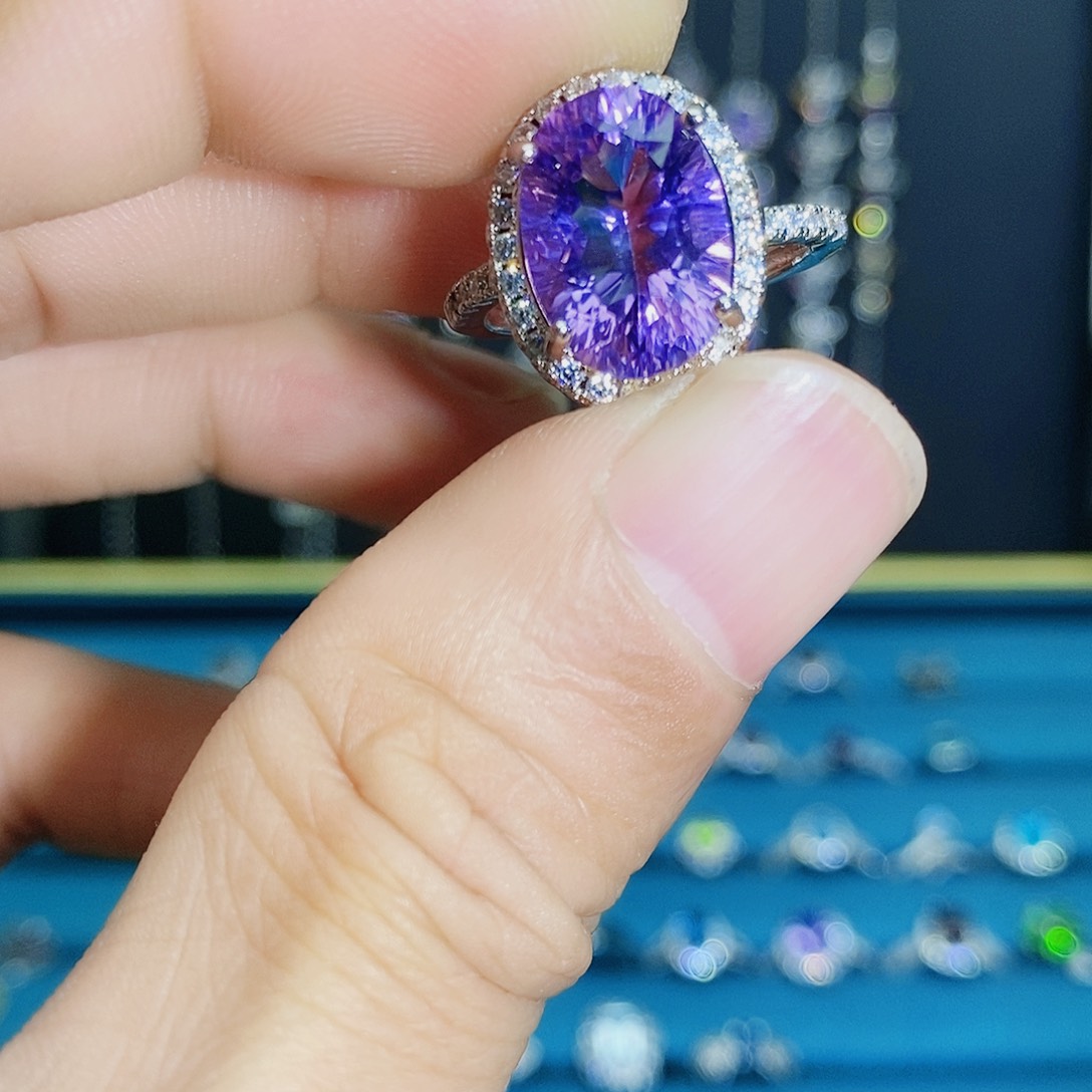 紫晶珠宝半成品银S925镶嵌