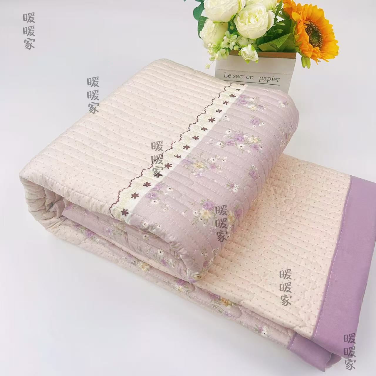（梦幻紫）230*250清新款舒适柔软亲肤四季通用多功能床盖