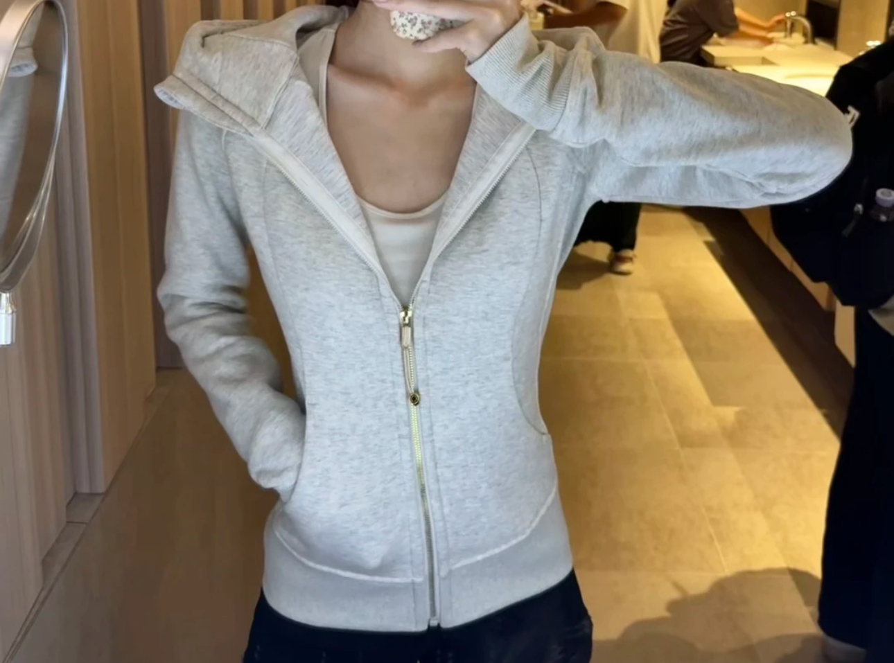 （一毛毛一样样）【卫衣】女士加绒开衫全拉链修身连帽运动卫衣3