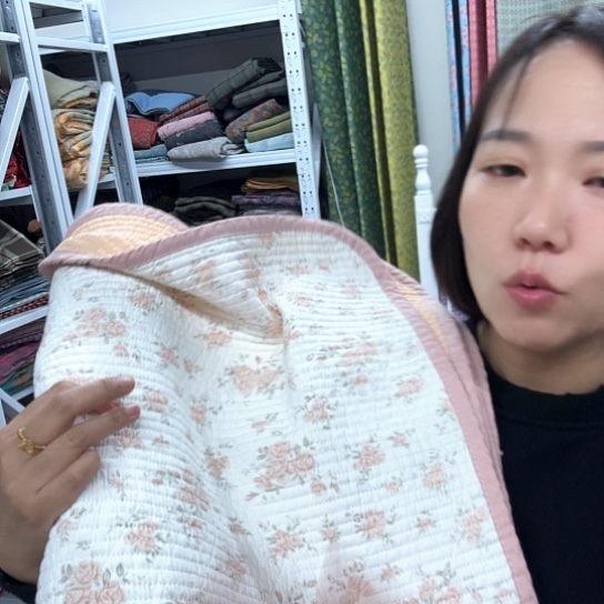 棉棉橘花双人床盖2米