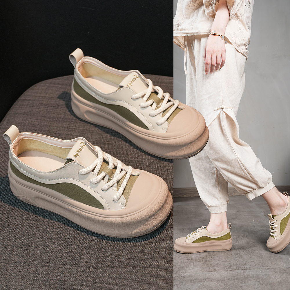 X【新品】百搭软底女款2025春夏季新款网红厚底休闲复古鞋女 13562