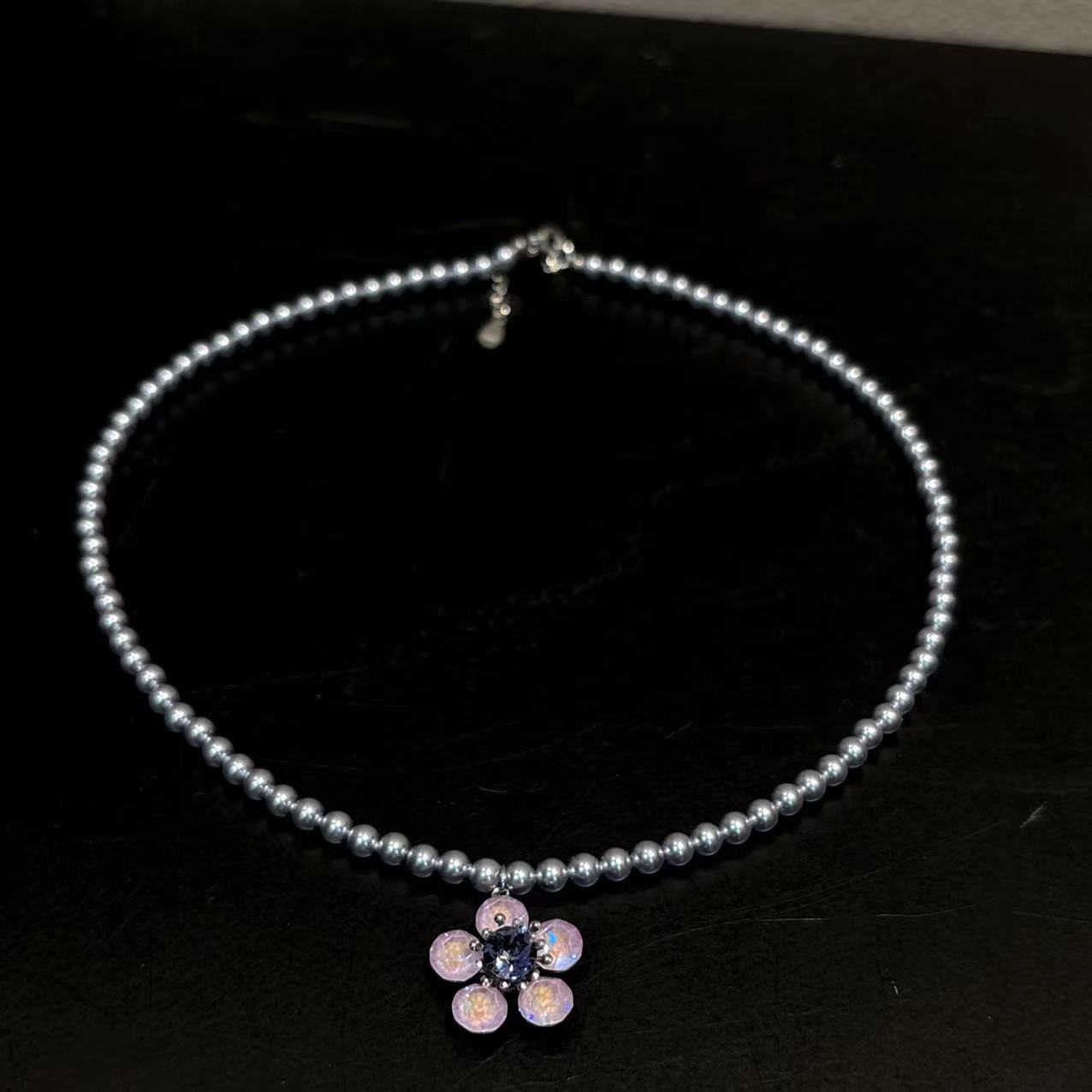 铜合金项链 韩系经典简约珠珠小花项链X61