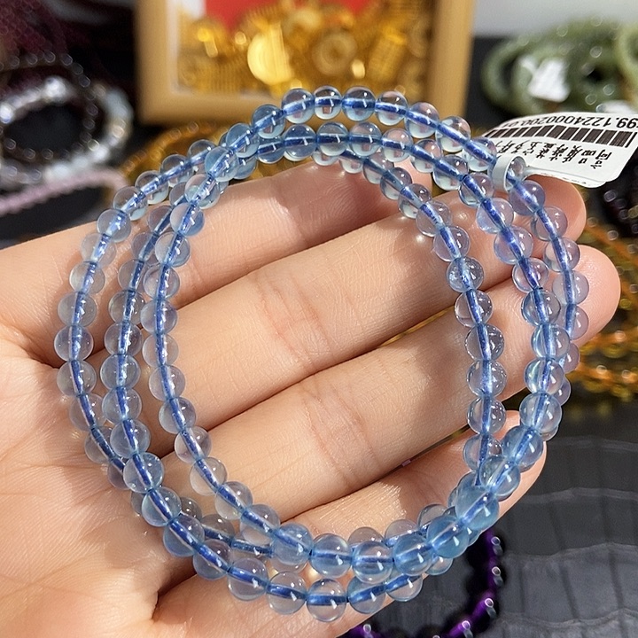 水晶手链未镶嵌海蓝宝多圈