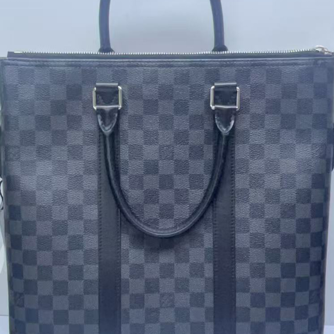 95新 LouisVuitton/路易威登 lv黑色棋盘格手提公文包时尚耐用