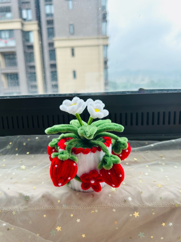 【礼袋+卡片扭扭棒小盆栽【手工diy制作装饰-【毛毛条扭扭棒手工成品