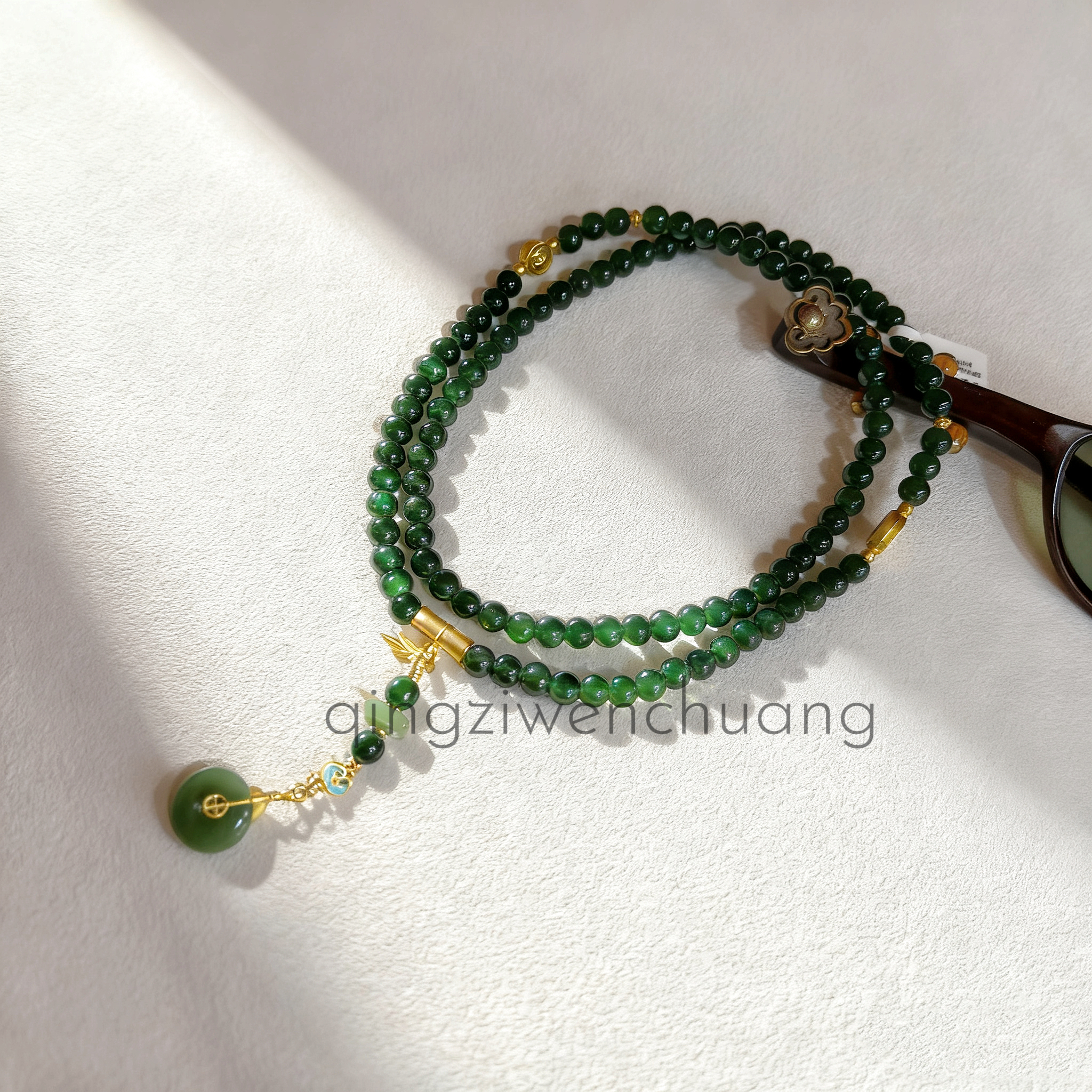 合金琉璃项链 DL 1320-琉璃-四季平安绿色琉璃项链