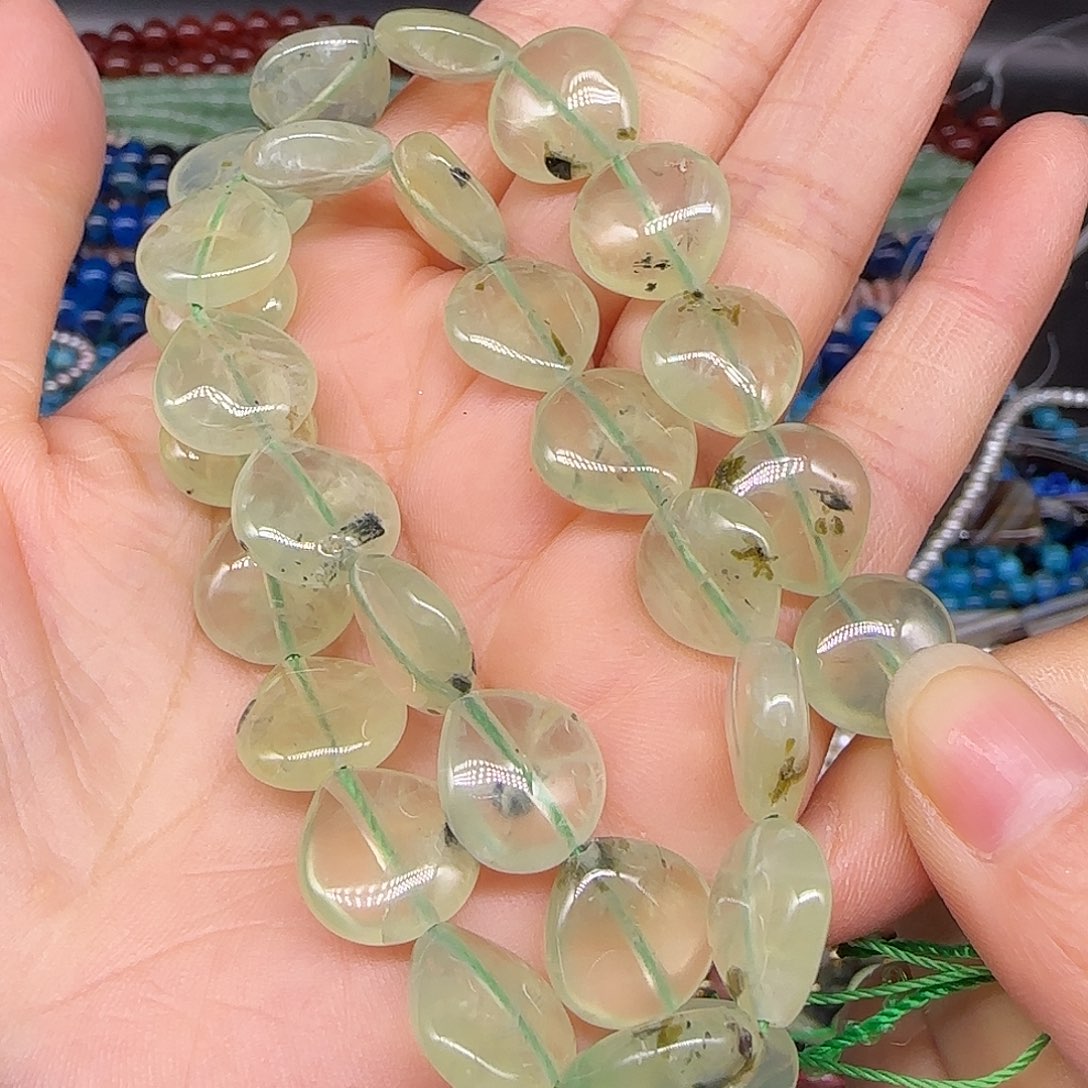 玛瑙/玉髓合金珠宝半成品葡萄石爱心13mm一条