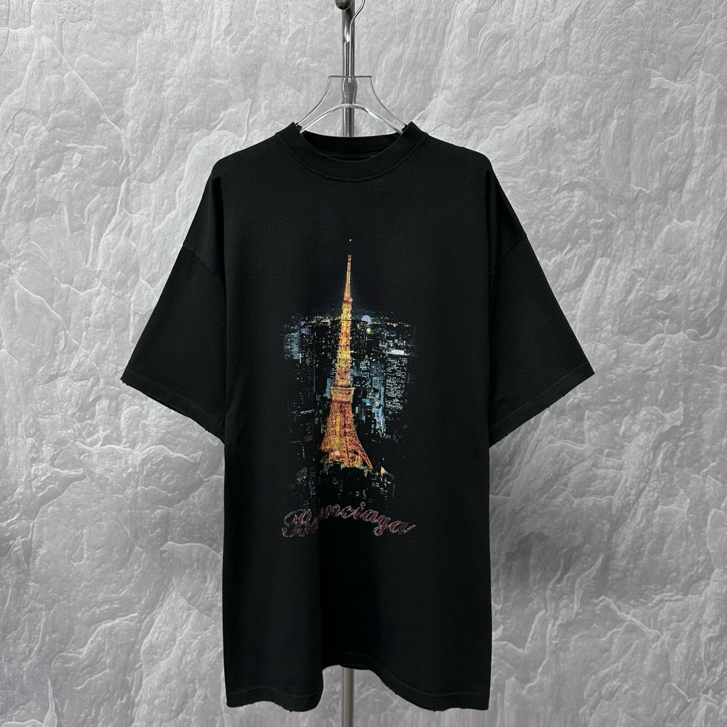 未使用 Balenciaga/巴黎世家 SS24 铁塔风景印花短袖 5码 J01569