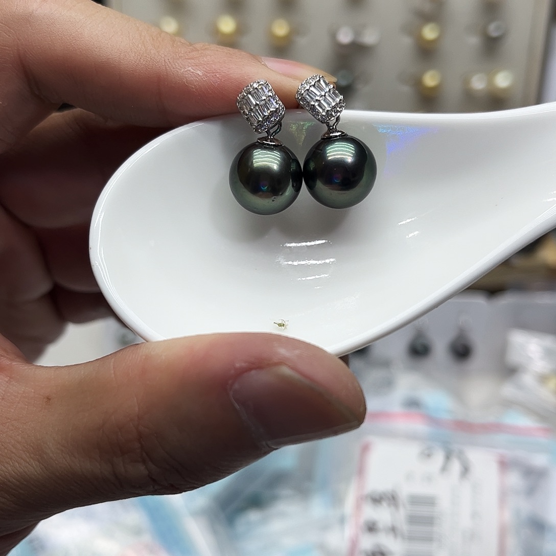 耳饰银S925镶嵌海水珍珠