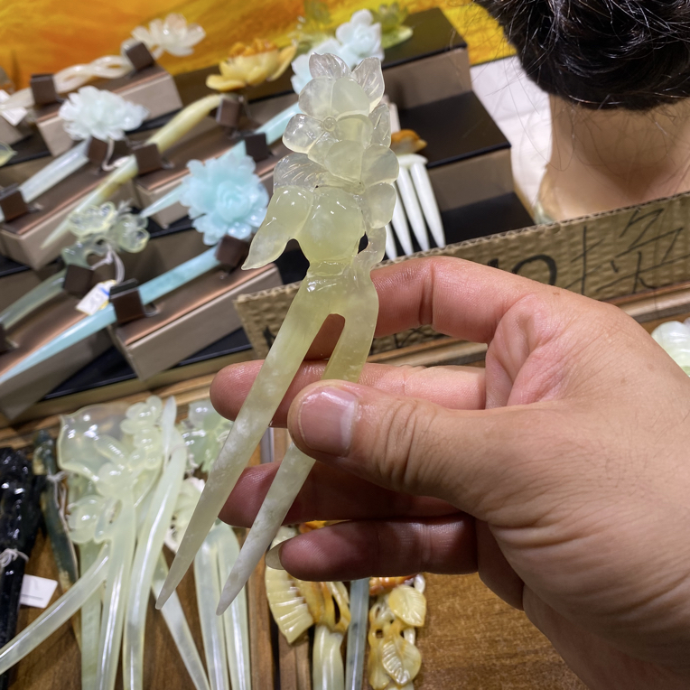 岫玉发簪、头饰、汉服发饰、简约玉簪、日常百搭、古风玉簪、精致发簪