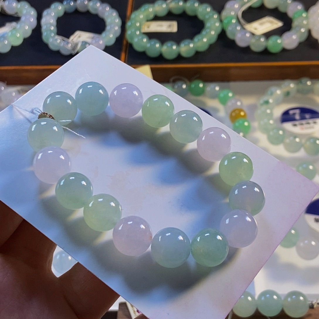 定制翡翠未镶嵌翡翠手串卡12+